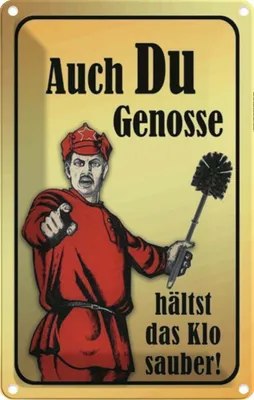 Image de vianmo Plaque en tôle 18x12 cm Du Genosse hältst Klo sauber