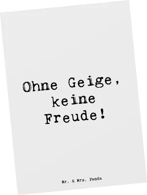 Produktbild von Mr. & Mrs. Panda Postkarte Spruch Geige Freude - Weiß - Geschenk, Musik, Folklore, Lernen, Orchester, bildkarte, Musiker, Instrument, Musikinstrument, Grußkarte, Violine