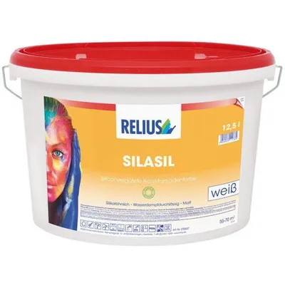 Produktbild von Relius Silasil Fassadenfarbe weiß 10 Liter - Siliconvergütete Acryl-Fassadenfarbe mit silikatähnlichen Eigenschaften