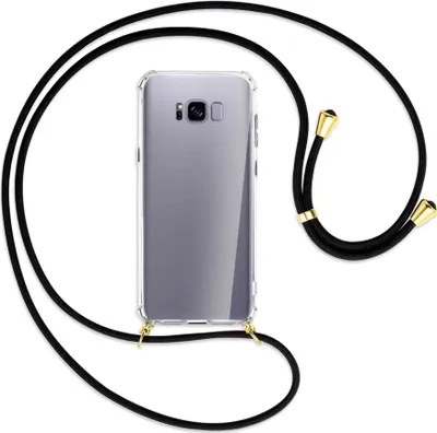 Produktbild von Handykette Backcover-Schutzhülle mit Band (Metall goldfarben) für Samsung Galaxy S8 Plus - schwarz