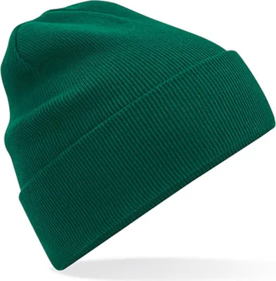 Image de Beechfield B45N | Organic Coton Original Cuffed Beanie - 100% Coton - Couleur : Bottle Green - Taille : One Size