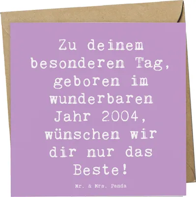 Produktbild von Mr. & Mrs. Panda Grußkarte Spruch 2004 Geburtstag - Lavendeltraum - Geschenk, Geburtstagskind, faltkarte, anlasskarte, Klappkarte, besondere Geschenke, Jahrgang, Alter