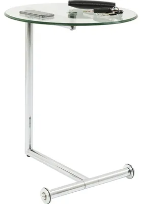 Runder Beistelltisch aus Glas, Chromgestell, 62x51x46 cm, silber