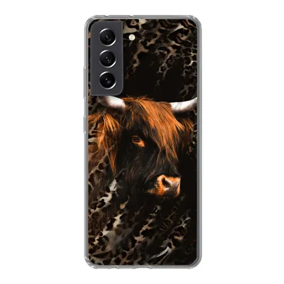 Produktbild von MuchoWow® Handyhülle Schutzhülle Hülle für Samsung Galaxy S21 FE Schottischer Highlander - Pantherdruck - Schwarz Silikon Softcase Handy Hülle - Mobiltelefonhülle
