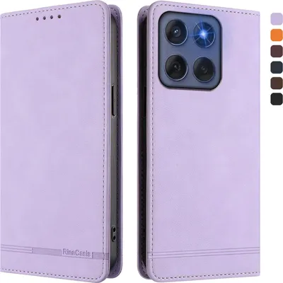 Produktbild von Hülle für Motorola Edge 60/ Edge 60 Fusion, Retro Kunstleder Ständer Klapphülle mit Kartenfächer und Magnetische Violett