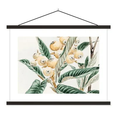 Produktbild von MuchoWow® Textilposter Beere - Blätter - Japanisch 40x30 cm mit schwarzem Rahmen - Dekorationen