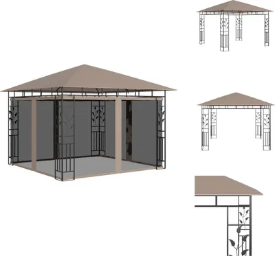 Image de vidaXL Pavillon avec moustiquaire 3x3x2,73 m Taupe 180 g/m² - Pavillons & Tentes de réception