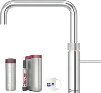 Produktbild von Quooker Wasserhahn Fusion Square verchromt glänzend & PRO3 & Sprudelwasser CUBE