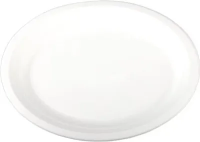 Produktbild von 50x Platten aus Bagasse, naturweiß, oval 32x25cm, 50Stk.