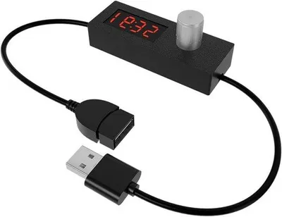 Image de Compteur-minuterie USB - Câble pour compte à rebours - Automatisation des appareils - Affichage numérique en temps réel - 5 minutes - 24 heures - Noir