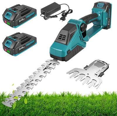 Produktbild von Akku Heckenschere, Kabellose Grasschere, Elektrische Rasentrimmer, Grasschneider, Elektrischer Strauchschere, mit 2 × 2000mAh Akkus und 1 Ladegerät