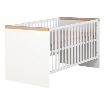 Produktbild von roba Kombi-Kinderbett Lumo - Mitwachsendes Babybett 70x140 cm - Weiß & Artisan Eiche