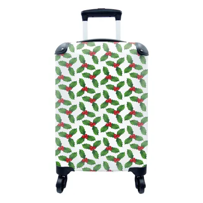 Produktbild von MuchoWow® Koffer Handgepäck Trolley Rollkoffer Kleine Reisekoffer mit 4 Rollen - Schnittmuster - Weihnachten - Mistelzweig - Cabin Size < 55x40x23 cm & 55x40x20 cm - Fotokoffer - Kabinenkoffer - Boardgepäck - Reise-Box - Reisekoffer - Reisegepäck - Koffer mit Bild - Trolley für Kinder