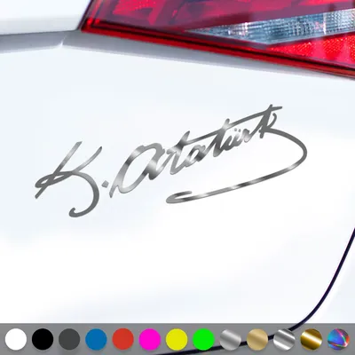 Produktbild von PantherPixel Atatürk Aufkleber Mustafa Kemal Türkei Imza Sticker Auto Geschenkidee Farbe Chrom-Silber