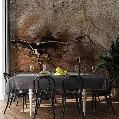 Produktbild von Vlies Fototapete - Rock abstraction - brown and beige pattern in the style of cracked stone 350x245 cm Muster f-A-10015-a-a