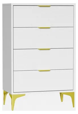Produktbild von Kommode mit 4 Schubladen für Schlafzimmer, Wohnzimmer und Arbeitszimmer (Weiß)