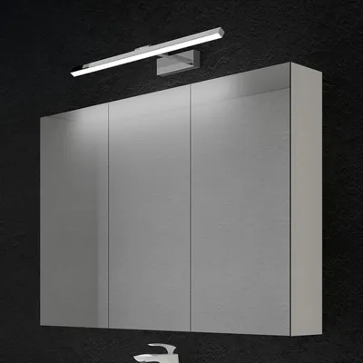 Immagine prodotto di doporro Armadietto a Specchio 100x15x70cm con Lampada da Specchio LED per Bagno 60cm, 14W 4000K, Specchiera Bagno Mobilettto da Parete Bianco con 3 Ante e Applique Specchio Cromo, Spiegelschrank 02