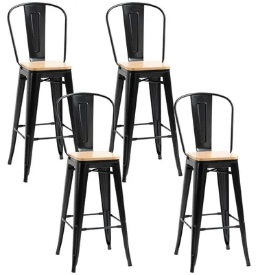 Immagine prodotto di Set di sgabelli da bar - Sgabelli da bar - Sgabelli - Sgabelli da bar con schienale - Sgabelli da bar in stile industriale - Altezza seduta: 76 cm
