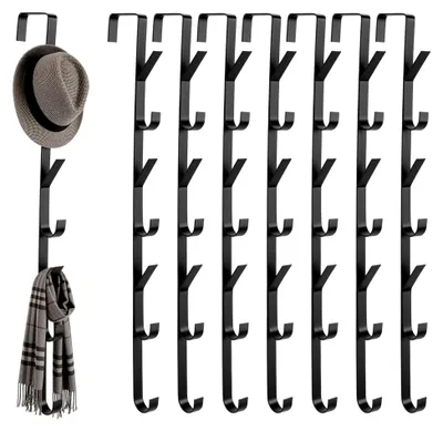 Produktbild von 8 Stück Türhaken zum Einhängen, 42 x 4,5cm Kleiderhaken Tür, Türgarderobe zum Einhängen für Kleiderbügel, Handtuch, Schwarz