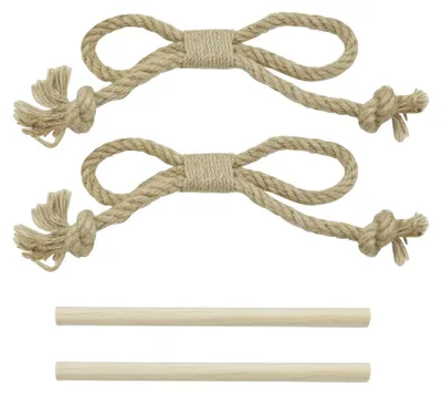 2er-Pack handgewebte Vorhanghalter aus Baumwollkordel mit Holzstab