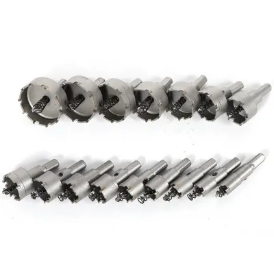 Image de 16pcs TCT carbure de tungstène couronne de perçage coupeuse de cercle pour acier inoxydable HSS foret à métaux coupeuse de cercle pour : Aluminium, acier, bois, plastique, placoplâtre