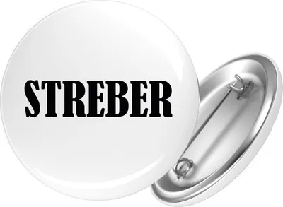 Produktbild von Huuraa Button Streber Schriftzug 25mm rund mit Sicherheitsnadel Ansteckbutton Geschenkidee