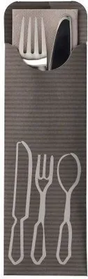 Produktbild von Bestecktaschen 23,5 cm x 7,3 cm anthrazit inkl. farbiger Serviette