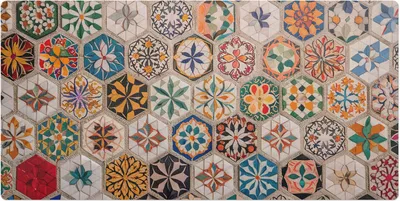 Produktbild von Blumenmosaik– Schreibtischunterlage – Schreibtisch Tischunterlage – 100x50 cm – Unterlage Groß Schreibtischmatte
