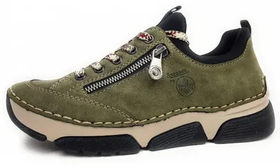 Produktbild von Rieker Damen Sneaker Schlupfschuh mit Plateau und weichem Gummizug, Größe:38 EU, Farbe:Grün