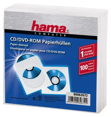 Image de Hama CD-ROM Paper Sleeves - Pochette pour CD - blanc (pack de 100)