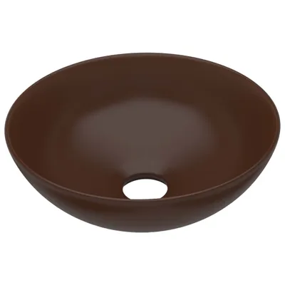 Zdjęcie produktu dla vidaXL Umywalka ceramiczna okrągła ciemnobrązowa