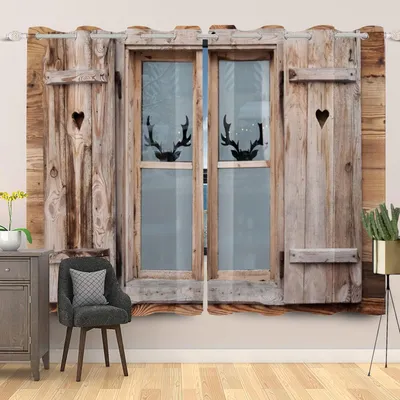 Vintage-Bauernhaus-Vorhang 2er-Set, 107x215 cm, lichtblockierend