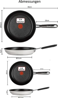 Produktbild von Tefal E30 Jamie Oliver Pfannenset Induktion 4 tlg -SET7- kleine Pfanne 20 cm + Bratpfanne gross 28 cm, Antihaft-beschichtet, FÜR KLEINE HAUSHALTE, inkl Wender + Schoner, Silber
