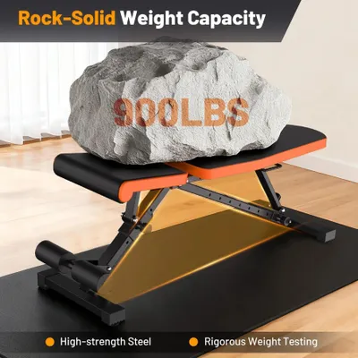 Produktbild von Verstellbare Trainingsbank - Hantelbank fürs Homegym - Belastbarkeit 363 kg - Schräg/Flach/Negativ - 8-fach verstellbare Rückenlehne - 3-fach verstellbar - Klappbar - Schwarz