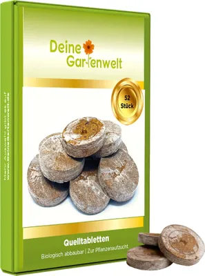 Produktbild von Quelltabletten 52x Kokos-Torf Quelltabs - Anzuchttabs für Stecklinge - ausgewogene Mischung von Weißtorf und Kokosfasern