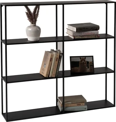 Produktbild von Wandregal - Schwarz - Metall - 90 x 15 cm - mit 3 Ablagen