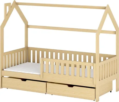 Produktbild von Hausbett Kinderbett NEILA 200x90cm Kiefer Massiv Natur inkl. Rollrost