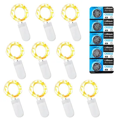 LED-Lichterkette 10er-Set, 1 m, 10 LEDs, warmweiß, batteriebetrieben