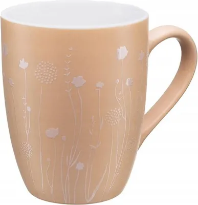 Immagine prodotto di Tazza in porcellana beige 340 ml con motivo floreale in rilievo