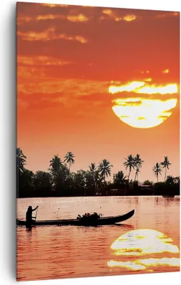 Produktbild von Bild auf Leinwand - Leinwandbild - Einteilig - Kanal boot kultur sonnenuntergang - 80x120cm - Wand Bild - Wandbilder - Leinwanddruck - Wanddekoration - Leinwand bilder - Wandbild - PA80x120-2711