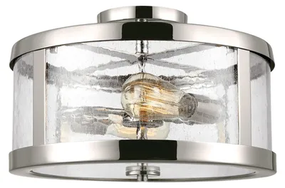Image de Plafonnier Elstead Harrow E27 double, 26 cm, nickel poli