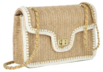 Produktbild von Solidchoice – Elegante Stroh-Umhängetasche für den Sommer, kleine Handtasche mit Umklappverschluss