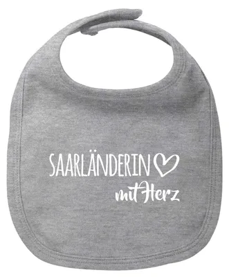 Produktbild von Huuraa Baby Lätzchen Saarländerin mit Herz Heather Grey Klettverschluss  Baumwolle Latz Geschenkidee