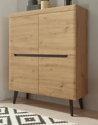 Produktbild von Highboard Ronson in Artisan Eiche und schwarz skandinavisch, Kommode 107cm