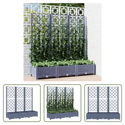 Zdjęcie produktu dla The Living Store Sadzarka z kratką ciemnoszara 120x40x121,5 cm PP