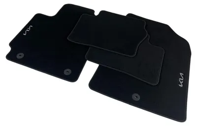 Produktbild von Kia Picanto Original Fußmatten Velours schwarz mit Schriftzug DZG6143ADE01NL