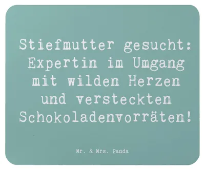 Produktbild von Mr. & Mrs. Panda Mouse Pad Spruch Stiefmutter Expertin - Meeresbrise - Geschenk, Herausforderungen, Weihnachten, lustige Familienwitze, Mauspad, humorvolle Sprüche