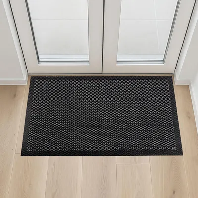 PVC-Gitter-Türvorleger 120x80 cm, grau/schwarz, rutschfest