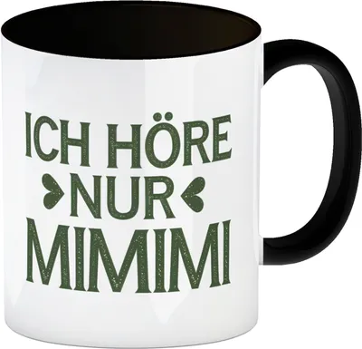 Produktbild von Ich höre nur MIMIMI Kaffeebecher in schwarz
