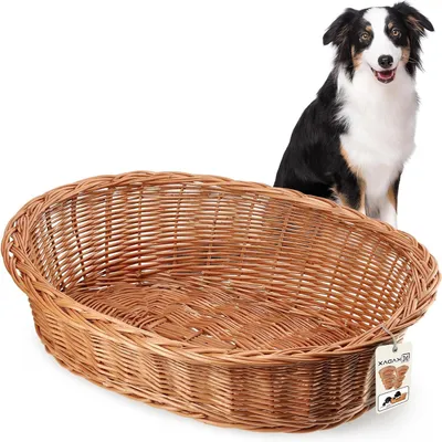 Productafbeelding van Huisdier Ligstoel - Hondenmand Kattenmand - Comfortabel Rusten - Natuurlijk Vlechtwerk - 90x70cm - Bruin
